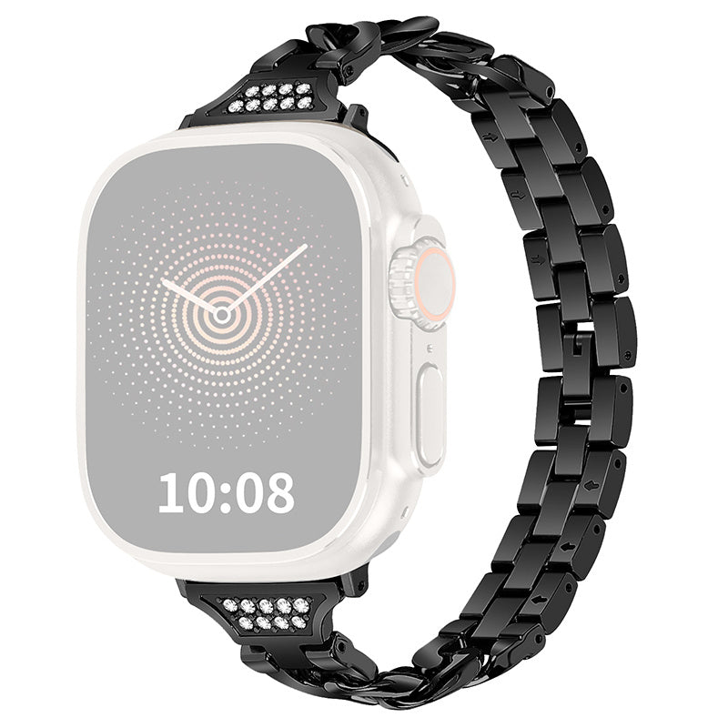 For Apple Watch Series 9 8 7 41mm 6 5 SE SE (2022) SE (2023) 4 40mm 3 2 1 38mm Rhinestones Decor Metal Smartwatch Strap Replacement Watch Band For Apple Watch Series 9 8 7 41mm 6 5 SE SE (2022) SE (2023) 4 40mm 3 2 1 38mm Rhinestones Decor Metal Smartwatch Strap Replacement Watch Band